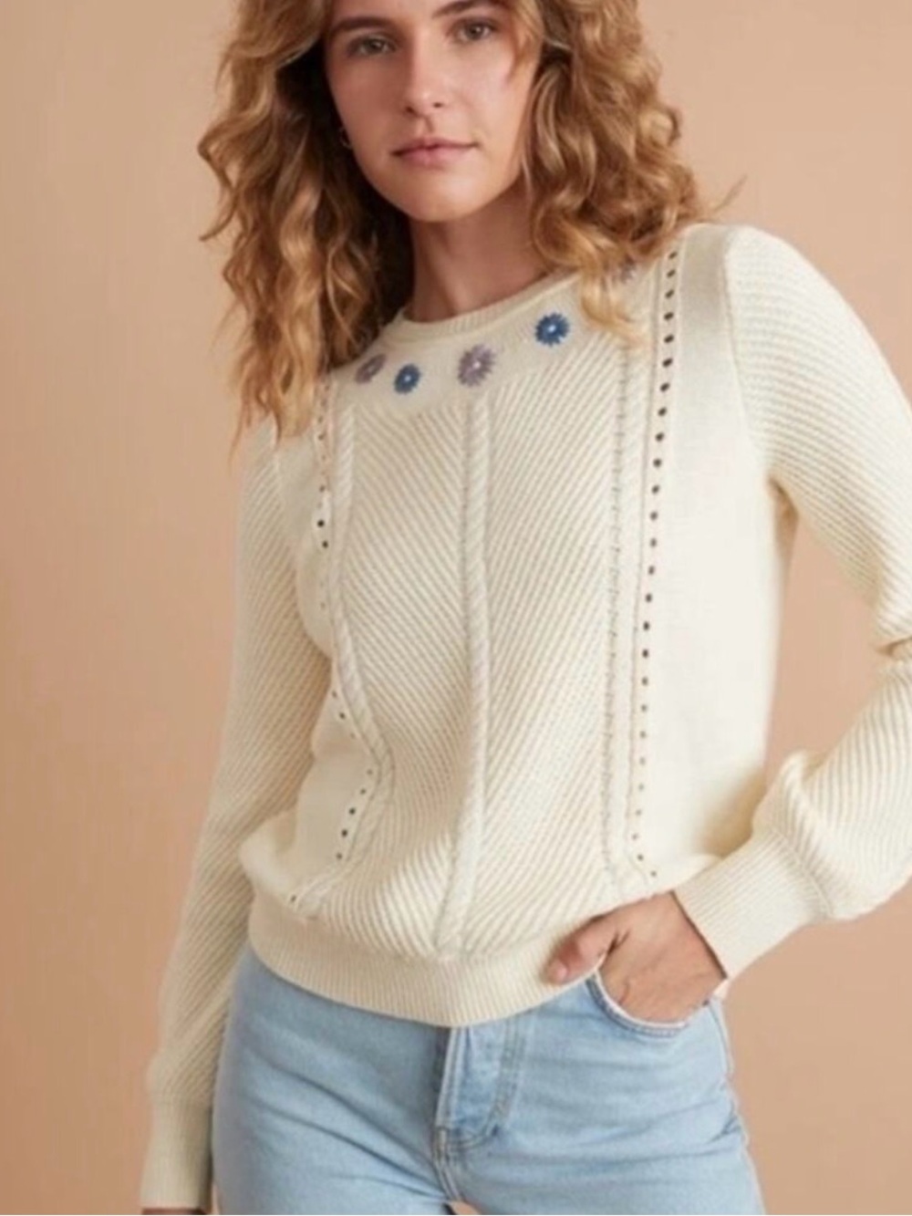 Marine Layer Jada boho floral crewneck sweater NWT M